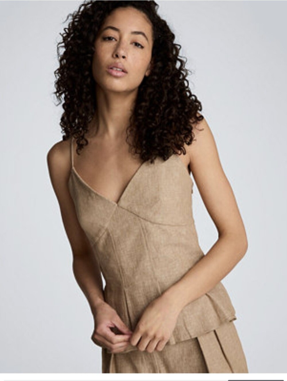 Kenneth Cole Pleated V-Neck Cami Top #sleeveless #V Neck #linen NWT Sz 8 NWT